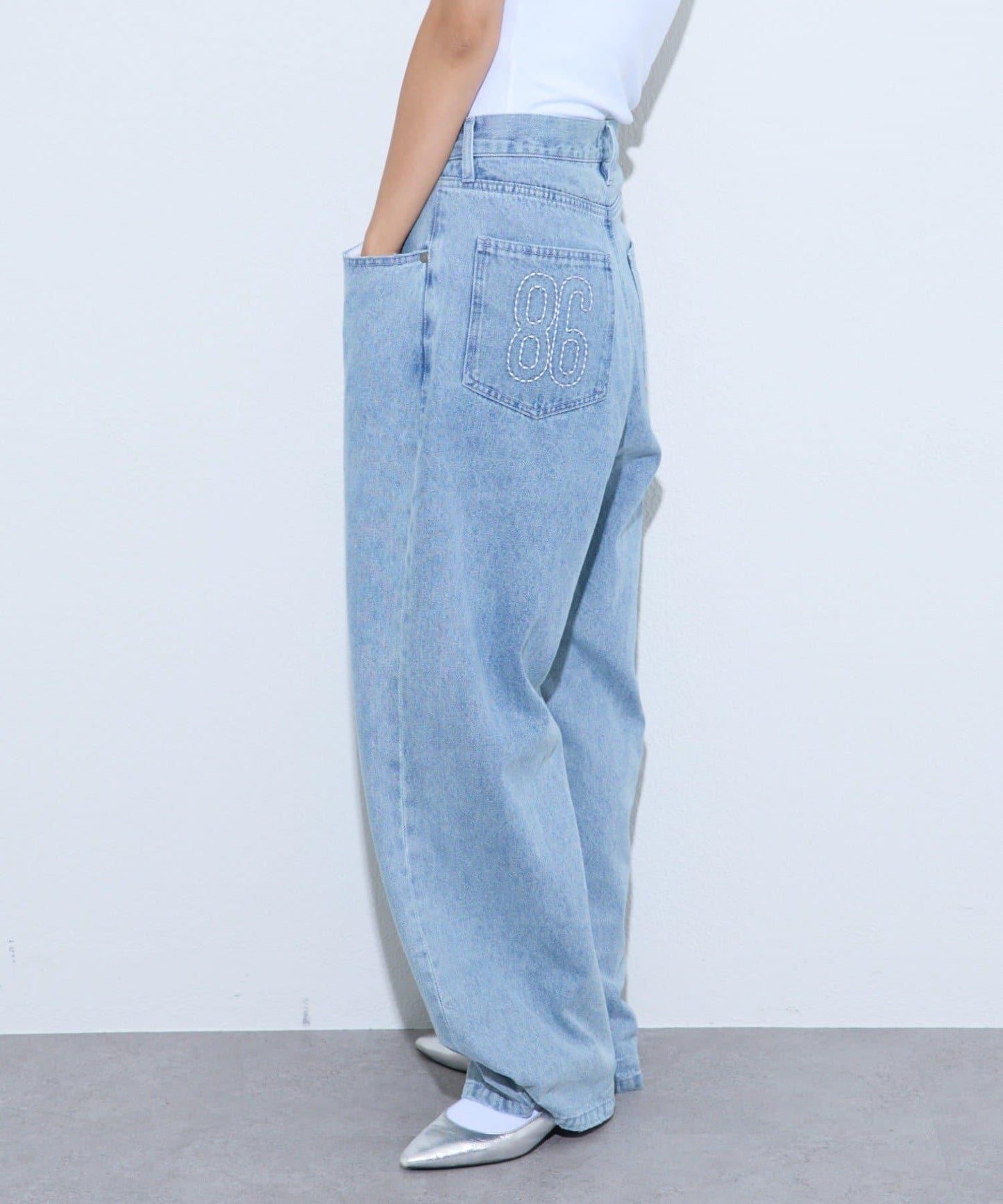 【薩基企劃】【可調節腰圍】超染褶皺設計牛仔褲