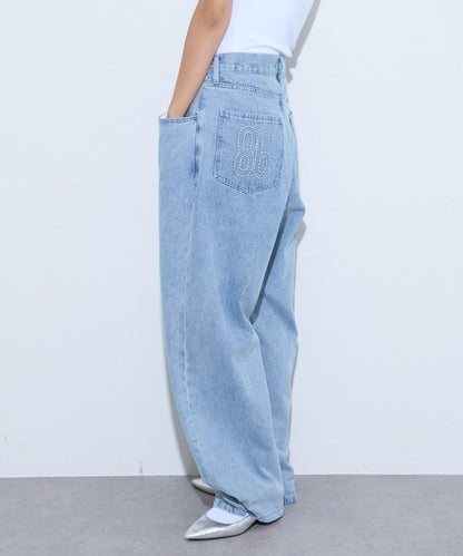 【薩基企劃】【可調節腰圍】超染褶皺設計牛仔褲