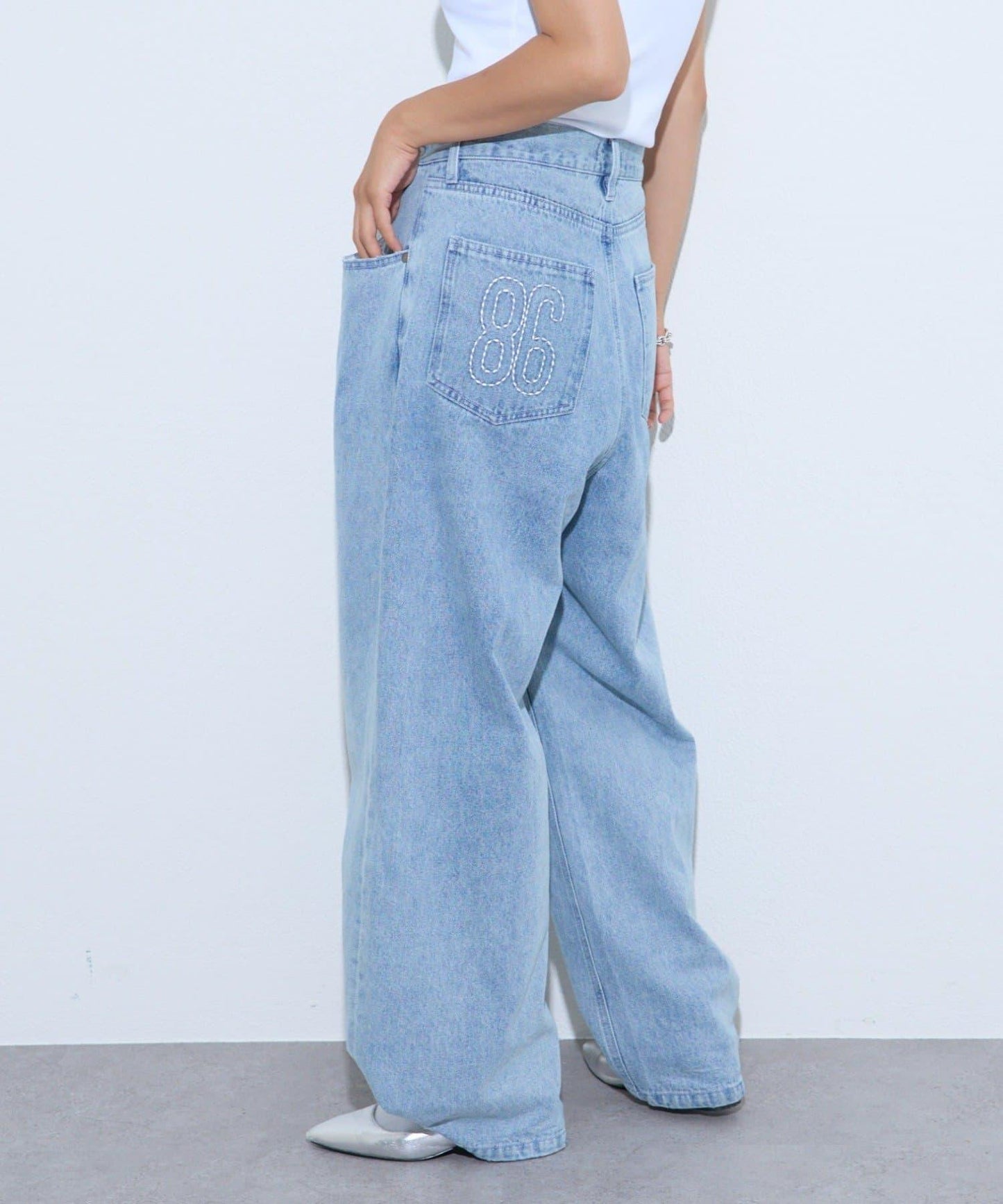 【薩基企劃】【可調節腰圍】超染褶皺設計牛仔褲