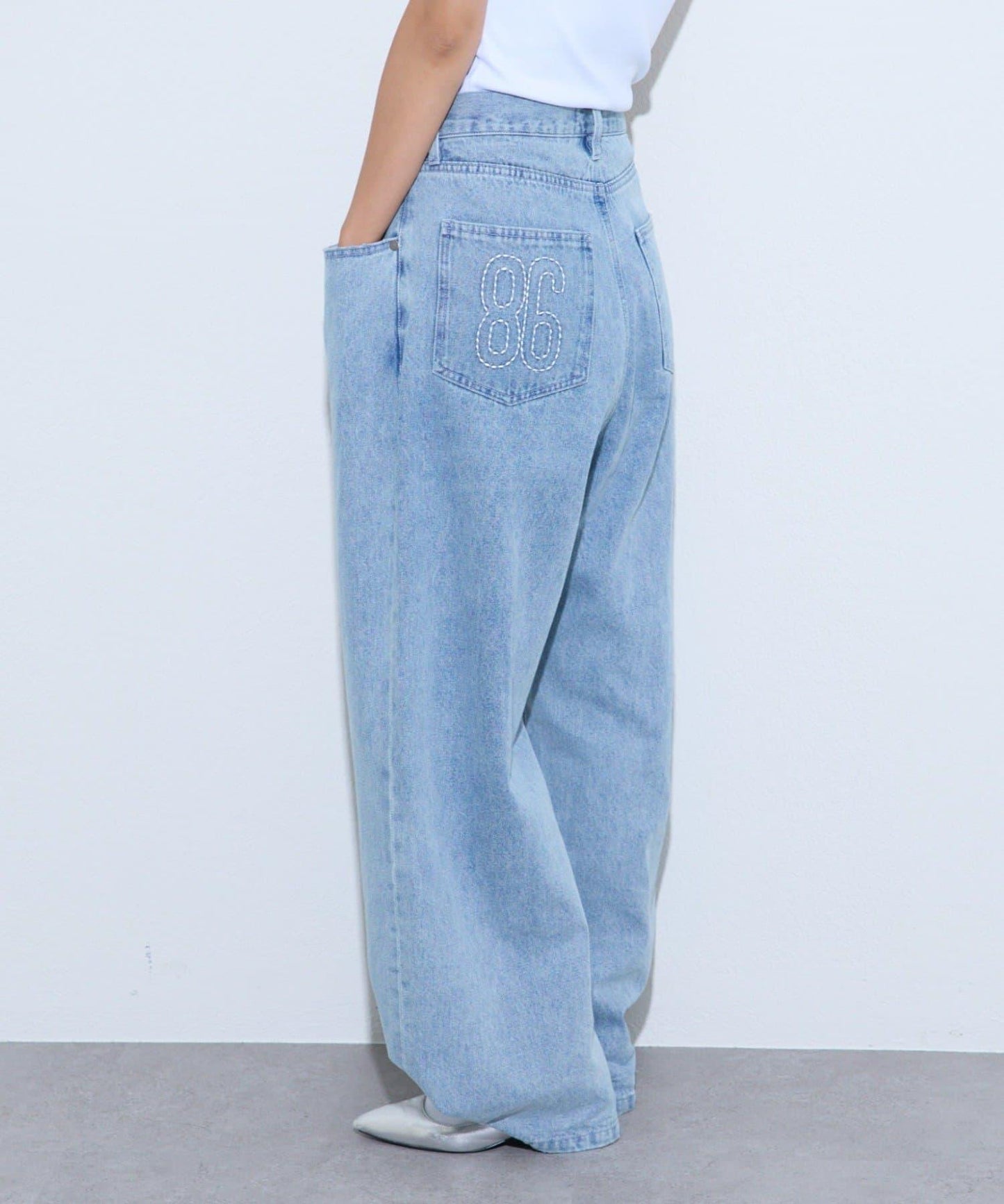 【薩基企劃】【可調節腰圍】超染褶皺設計牛仔褲