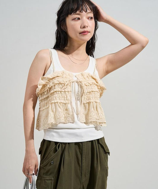 復古風雙用蕾絲背心