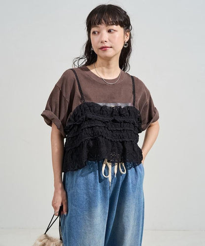 復古風雙用蕾絲背心