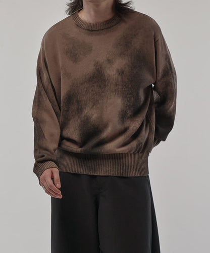 噴塗印花圓領針織衫