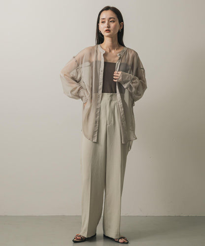 立領香檳色薄紗襯衫