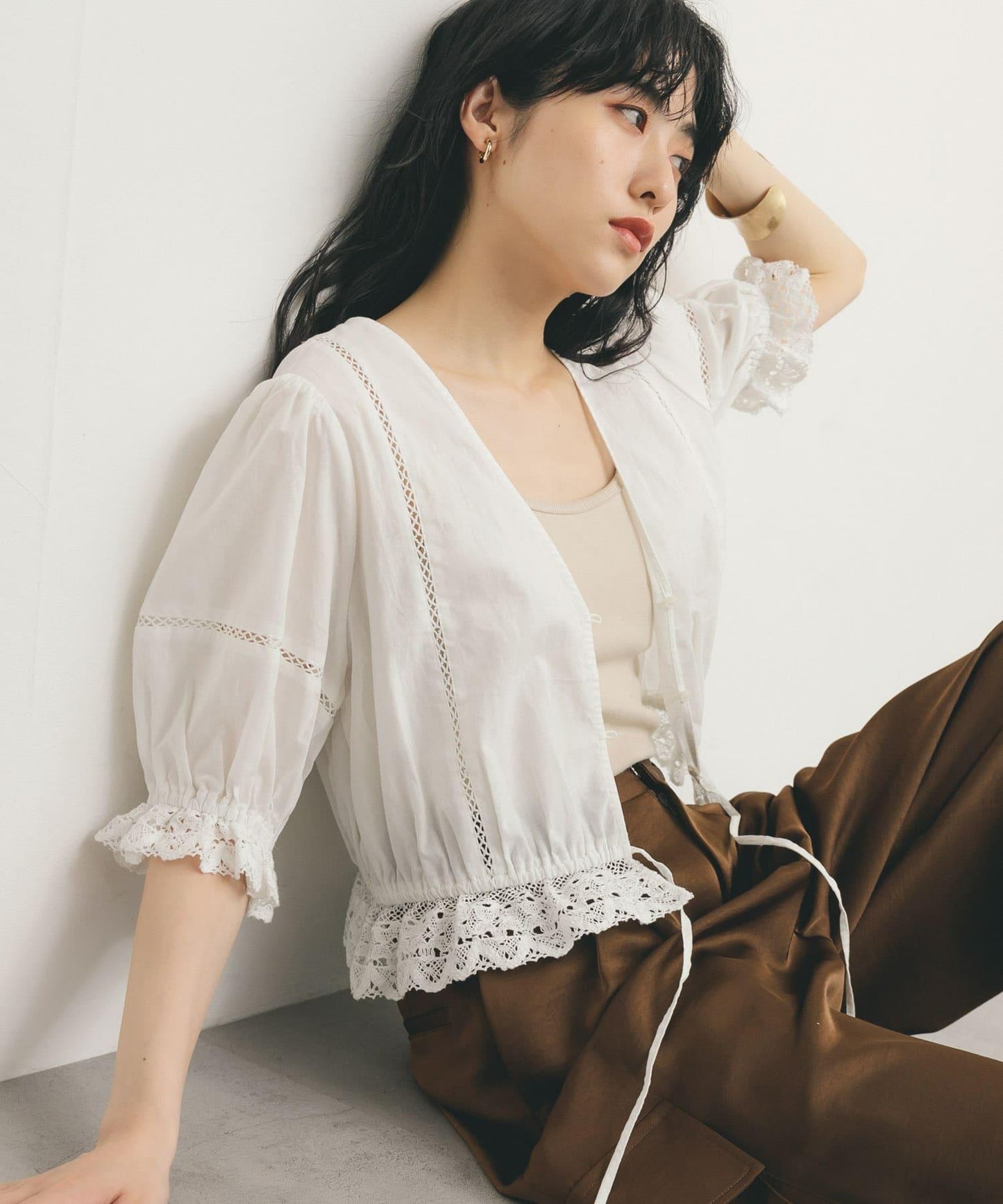 2WAY簡約蕾絲襯衫