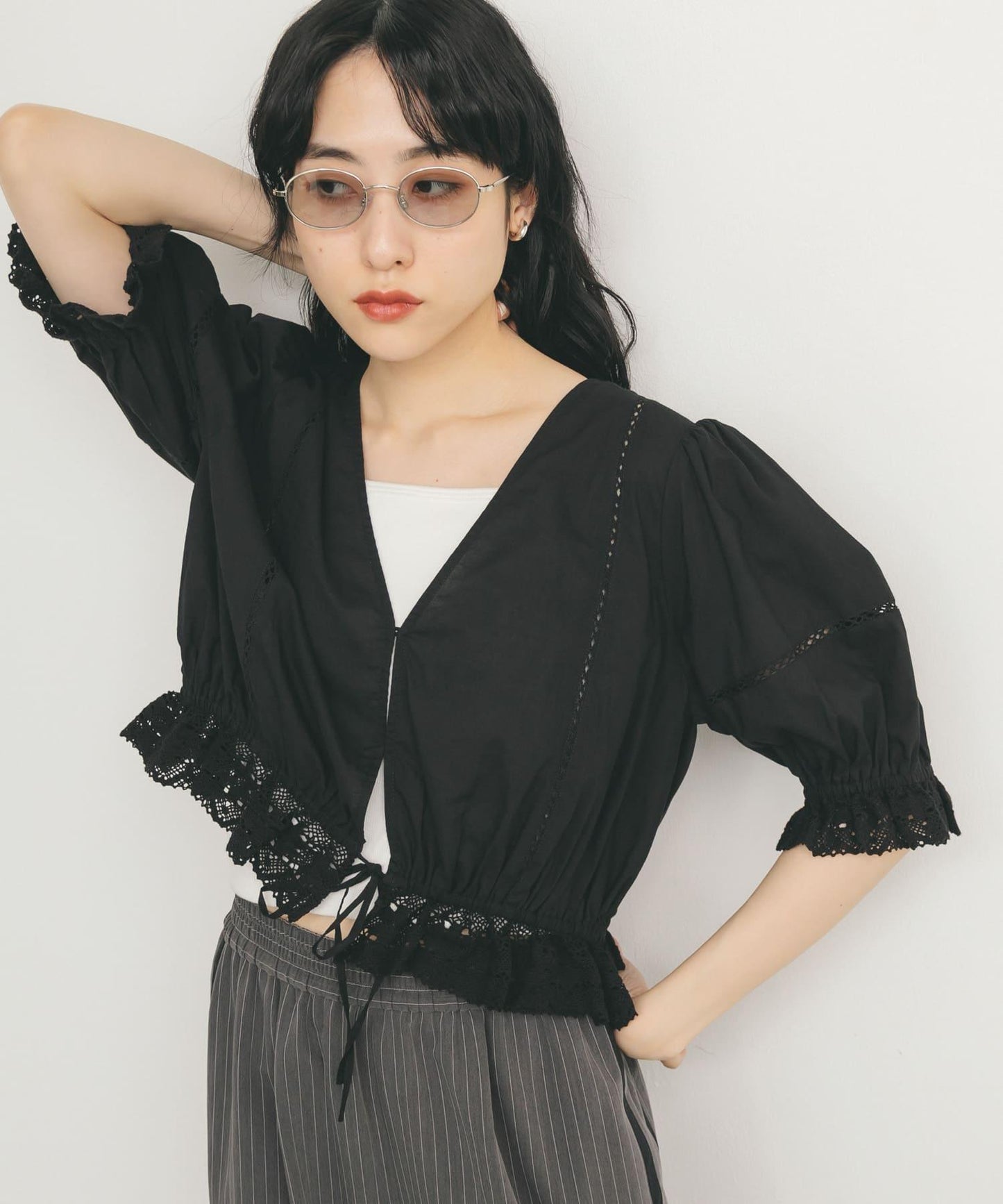 2WAY簡約蕾絲襯衫