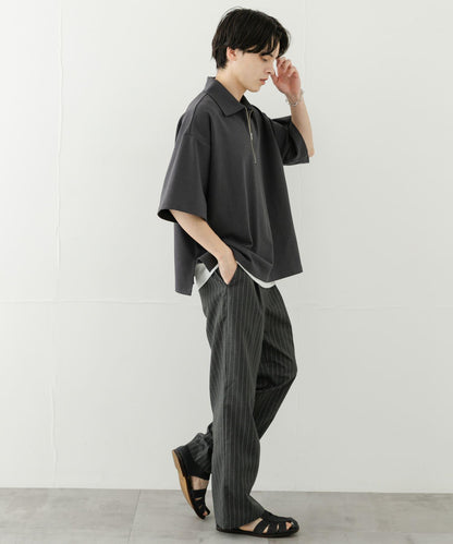 中性款高彈力半拉鍊短袖T恤