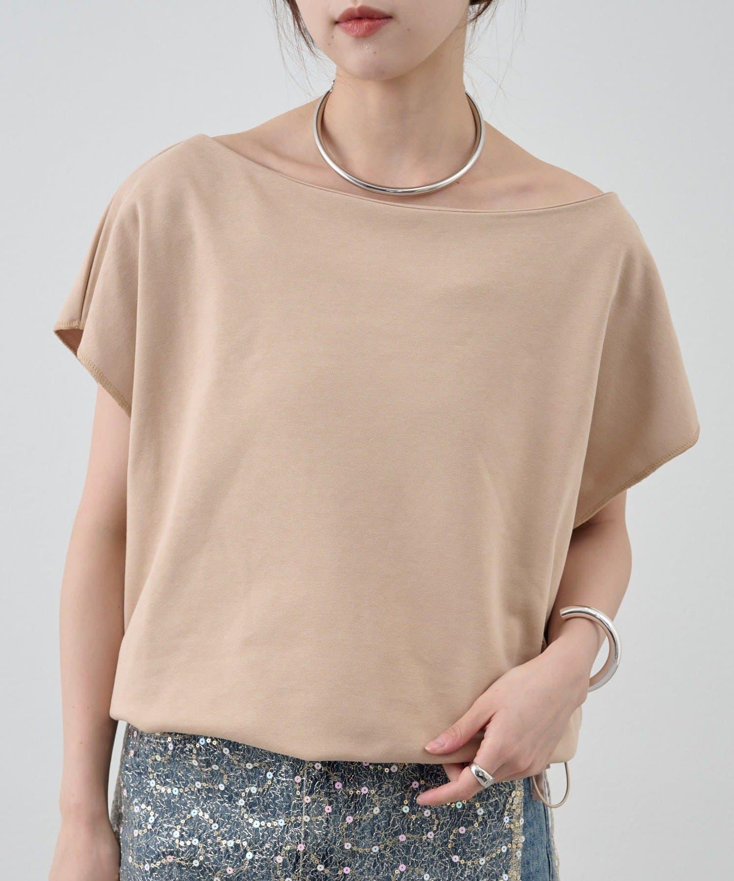 SHENERY 露肩法式短袖衛衣