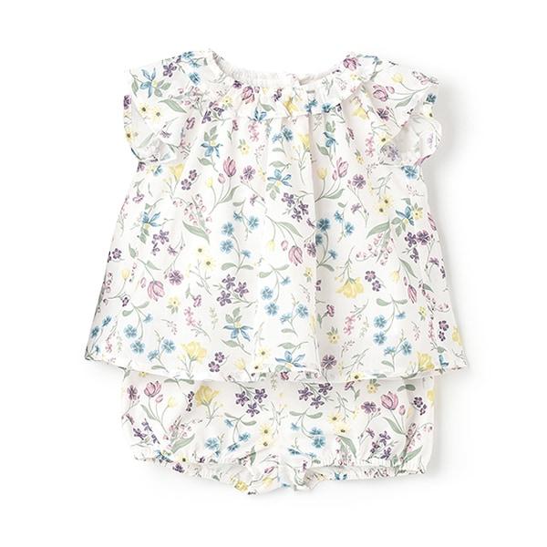 【リンク】亮片條紋/花卉圖案套裝（嬰兒）