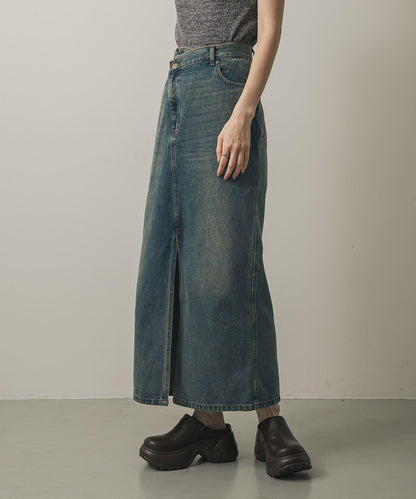 不對稱腰帶牛仔半身裙