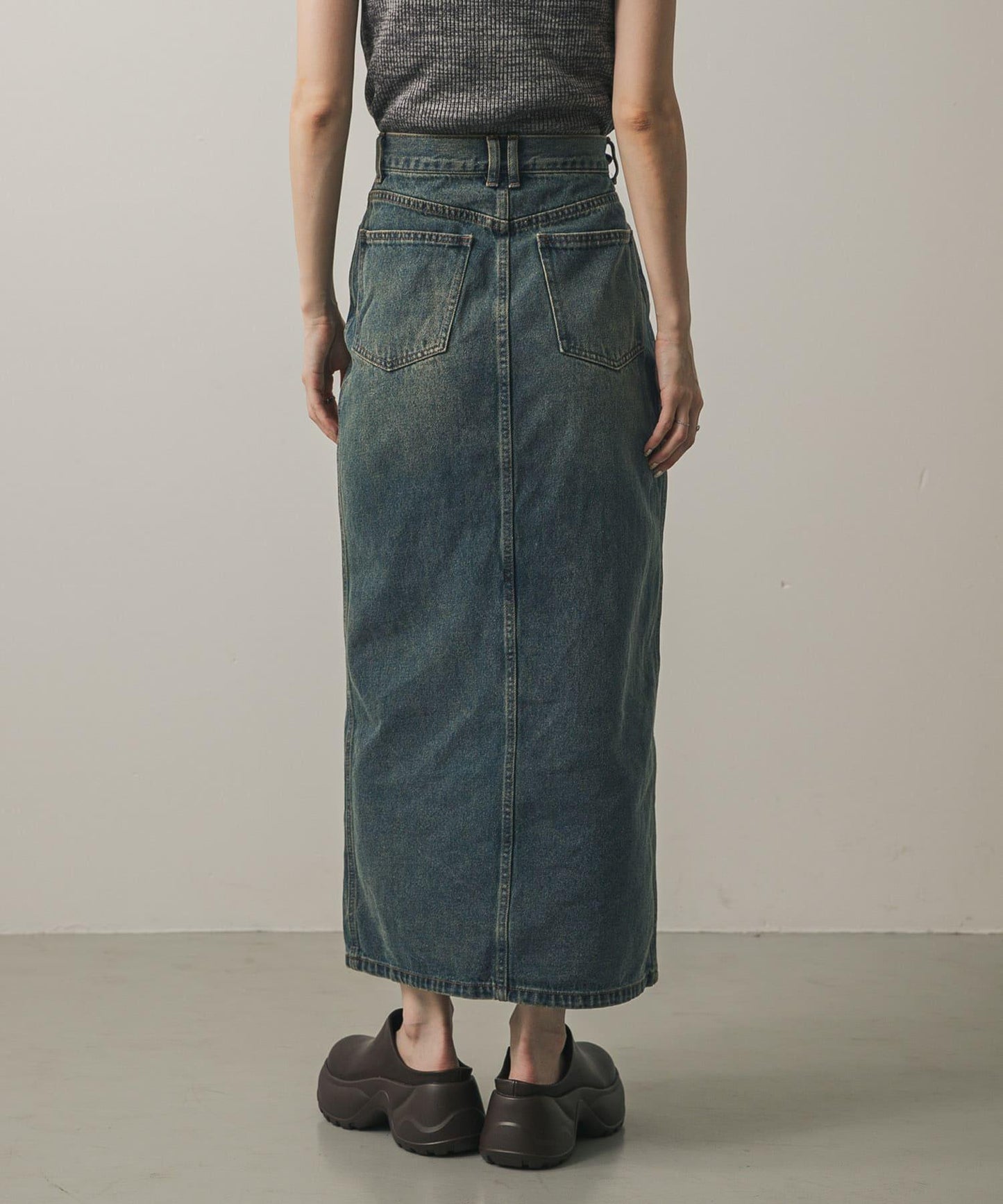 不對稱腰帶牛仔半身裙