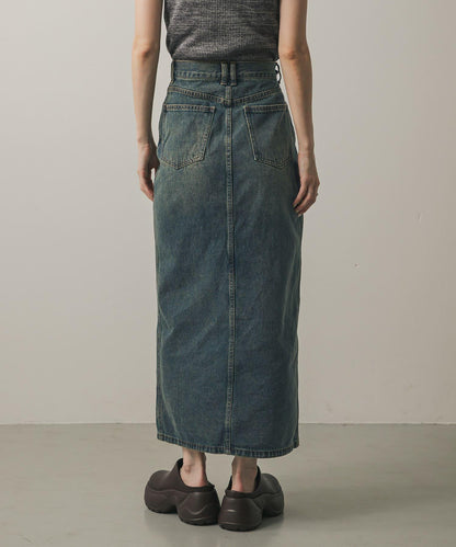 不對稱腰帶牛仔半身裙