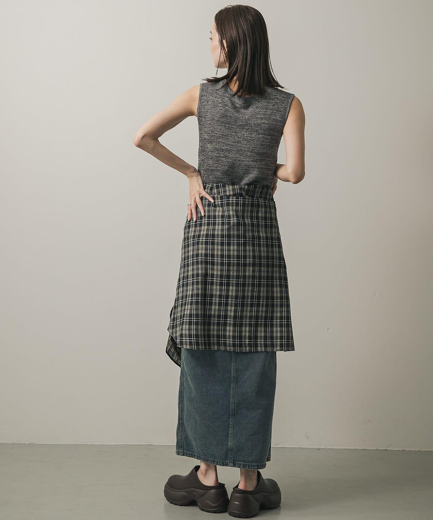 不對稱腰帶牛仔半身裙