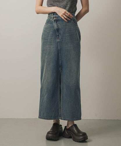 不對稱腰帶牛仔半身裙