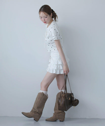 套裝可穿/繫帶褶皺迷你裙