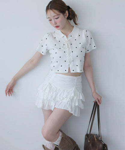 套裝可穿/繫帶褶皺迷你裙