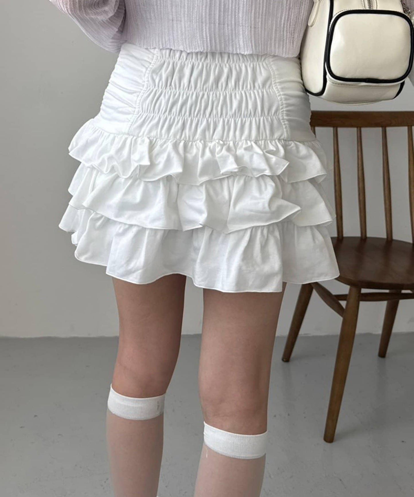 套裝可穿/繫帶褶皺迷你裙