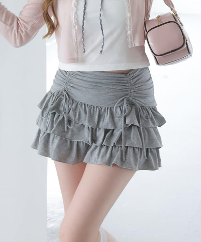 套裝可穿/繫帶褶皺迷你裙