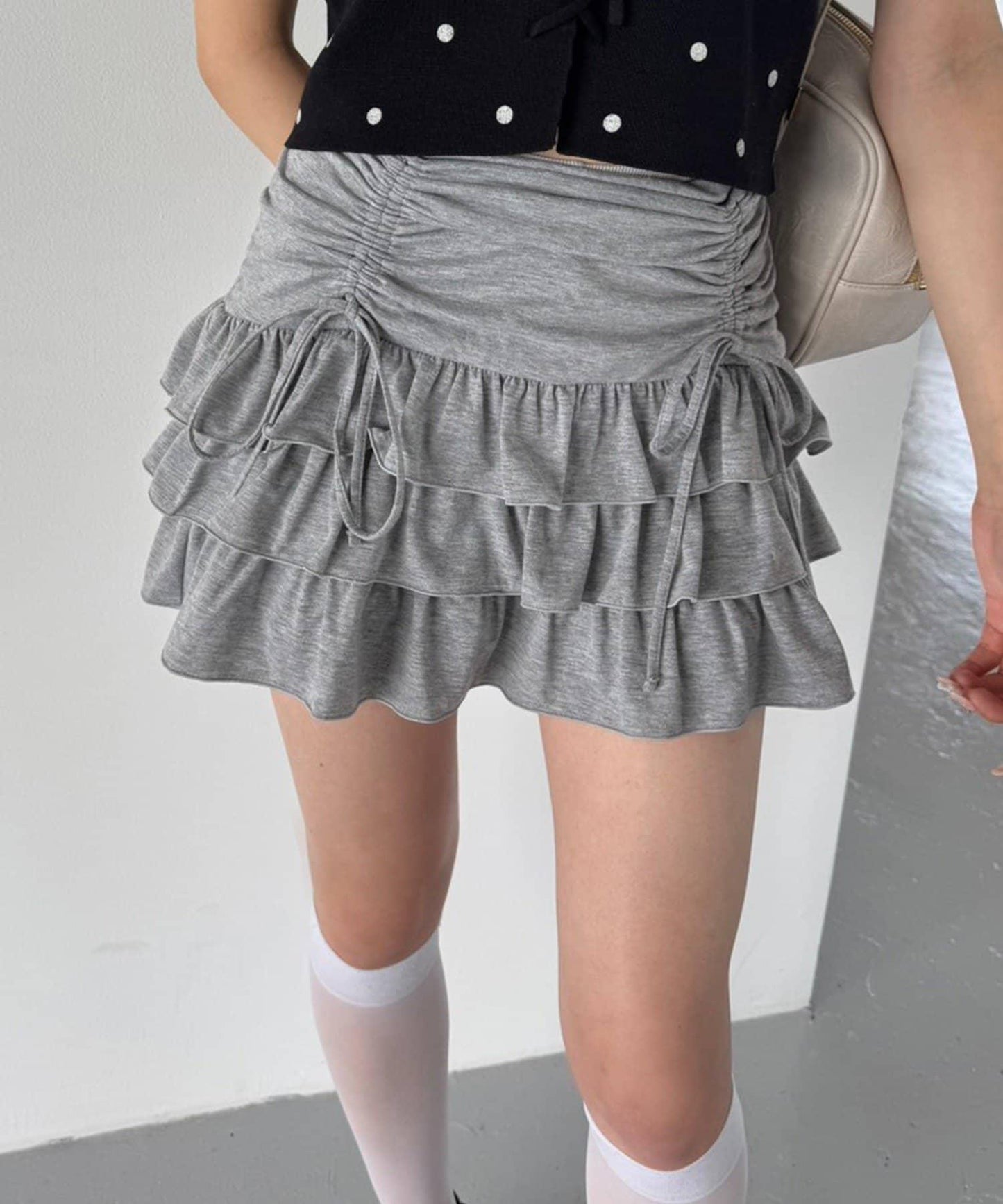 套裝可穿/繫帶褶皺迷你裙