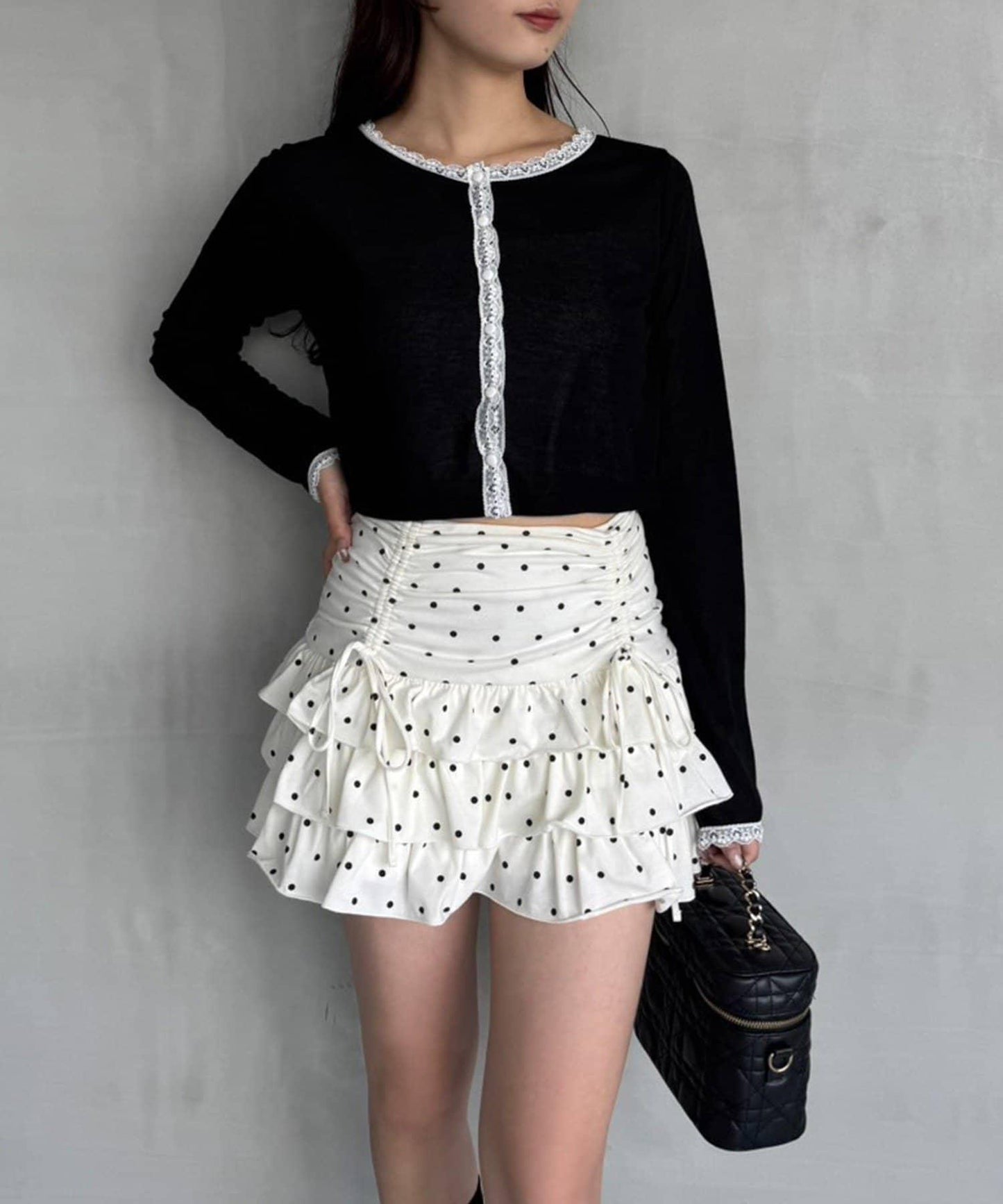 套裝可穿/繫帶褶皺迷你裙