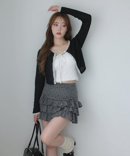 套裝可穿/繫帶褶皺迷你裙