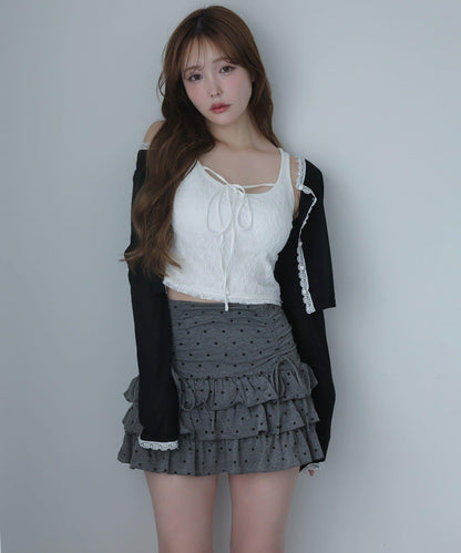 套裝可穿/繫帶褶皺迷你裙