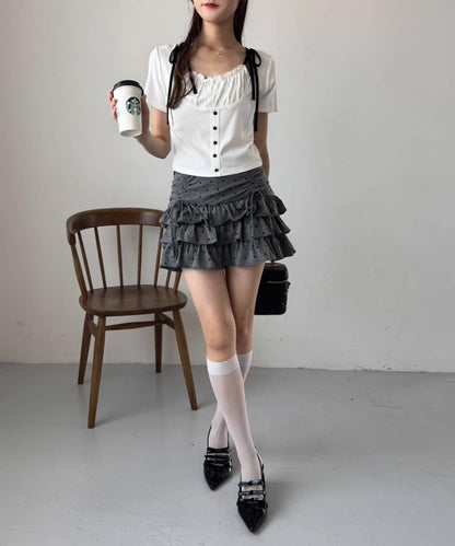 套裝可穿/繫帶褶皺迷你裙