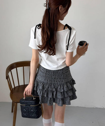 套裝可穿/繫帶褶皺迷你裙