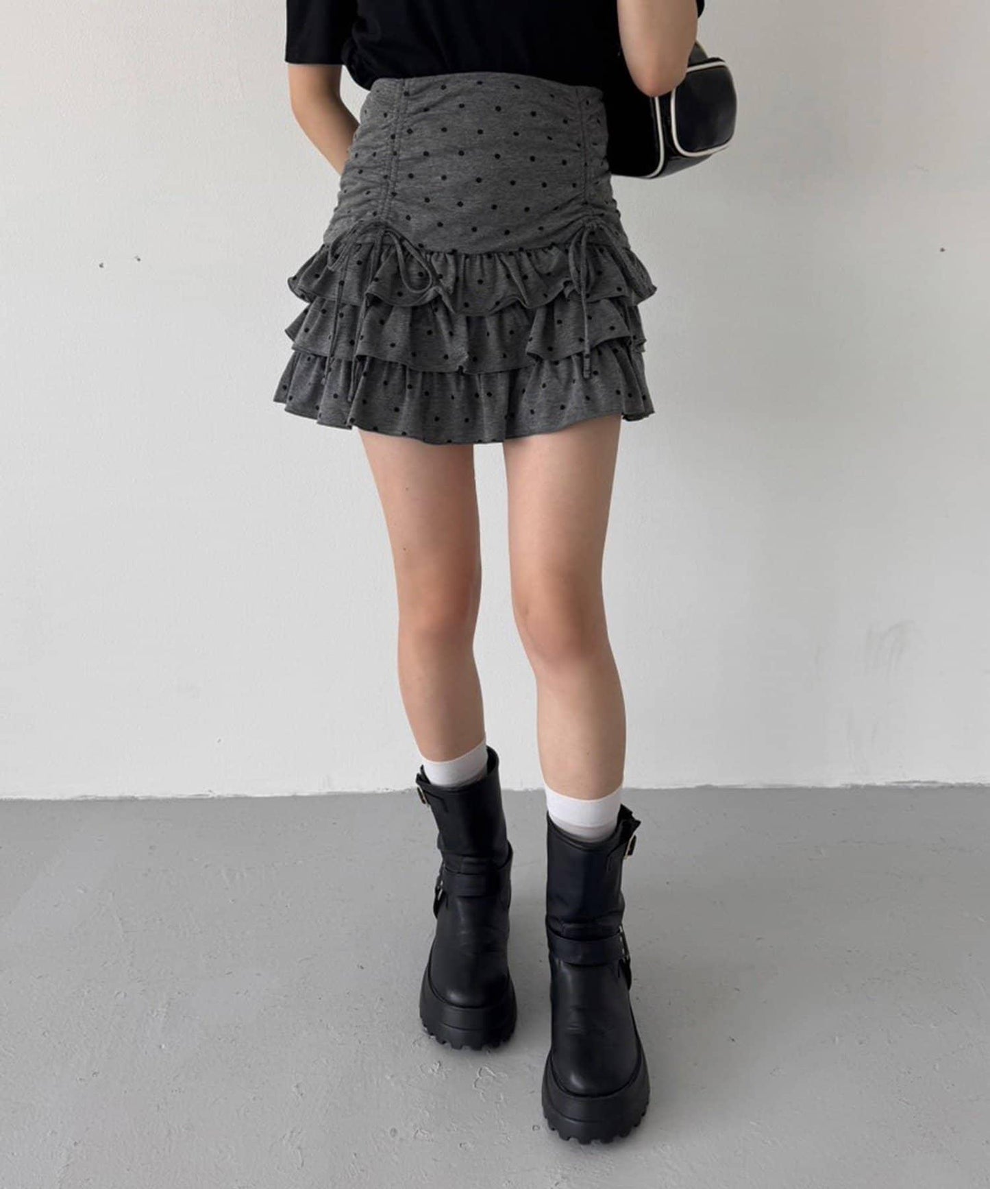 套裝可穿/繫帶褶皺迷你裙