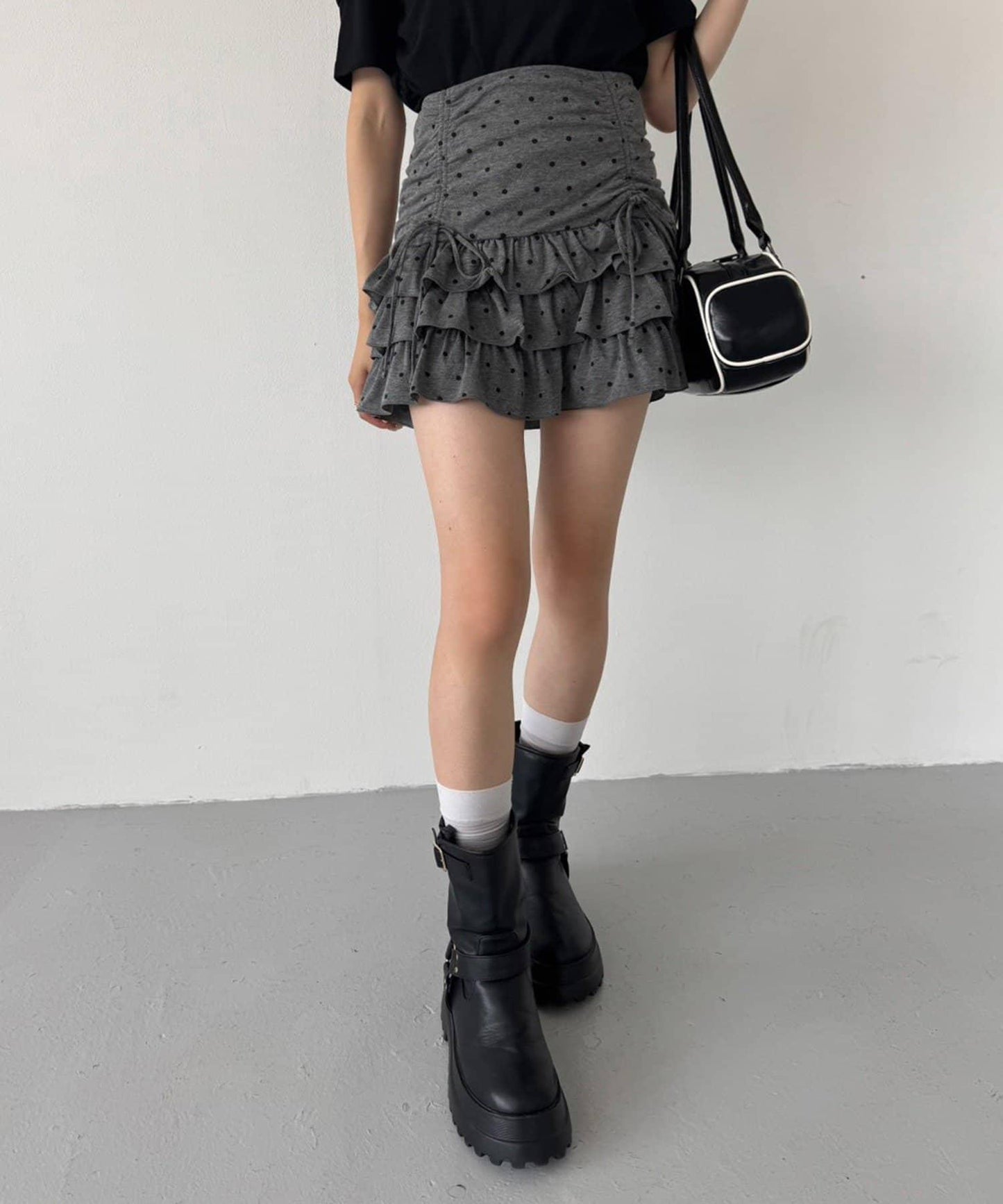 套裝可穿/繫帶褶皺迷你裙