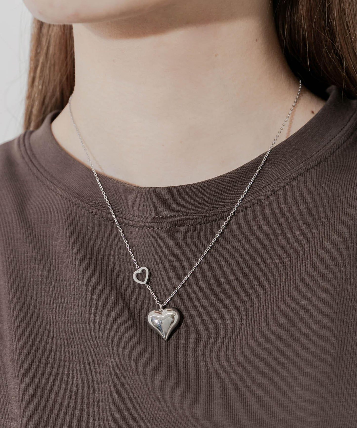 不鏽鋼立體金屬愛心項鍊