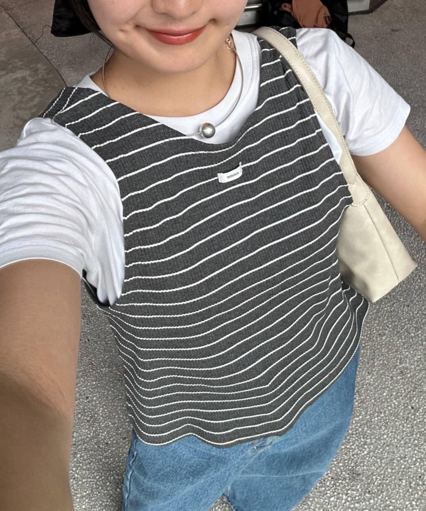 【CIAOPANIC TYPY】條紋背心疊穿翻領透視剪裁襯衫