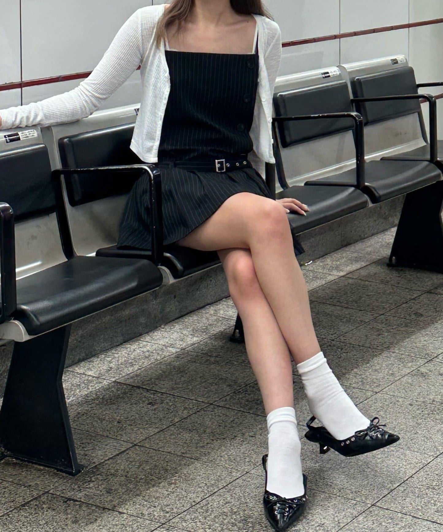 RAY CASSIN 按扣設計 百褶 吊帶迷你連衣裙