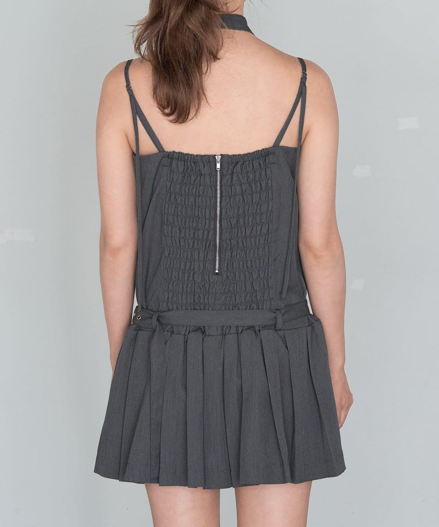 RAY CASSIN 按扣設計 百褶 吊帶迷你連衣裙