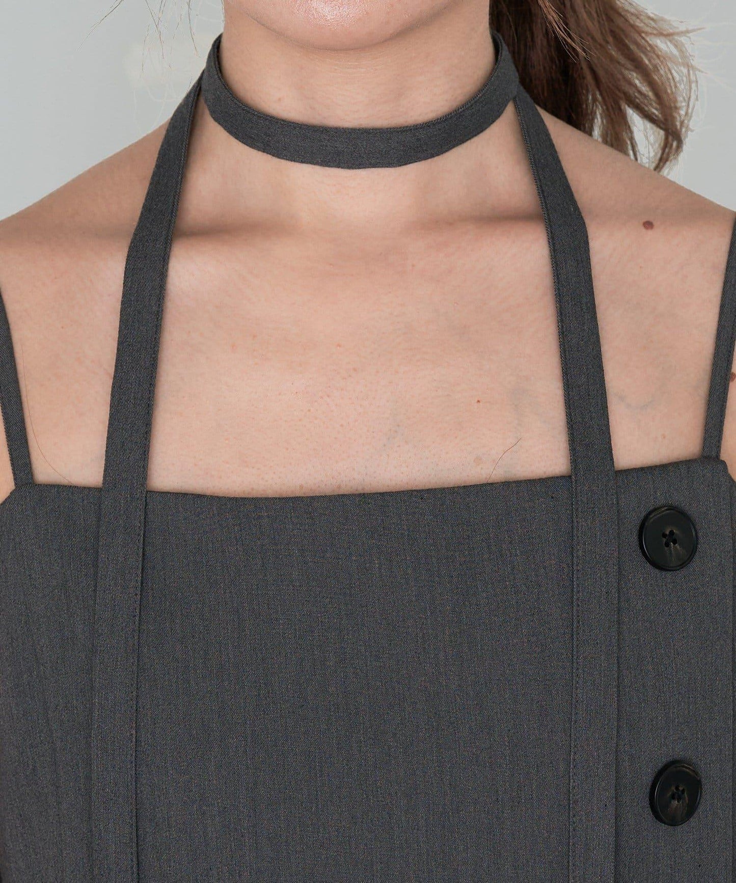 RAY CASSIN 按扣設計 百褶 吊帶迷你連衣裙