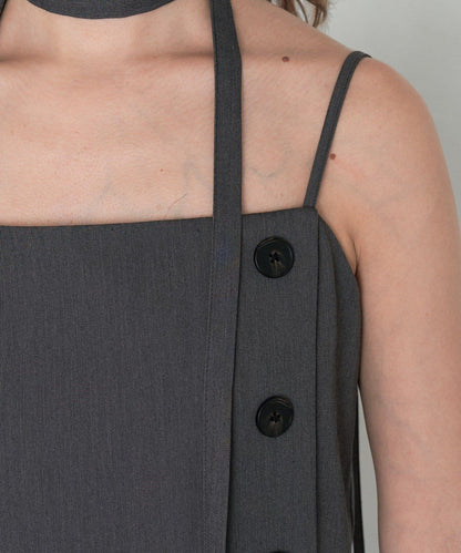 RAY CASSIN 按扣設計 百褶 吊帶迷你連衣裙