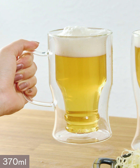 ダブルウォールビールジョッキ：370ml／ビールと唐揚げ