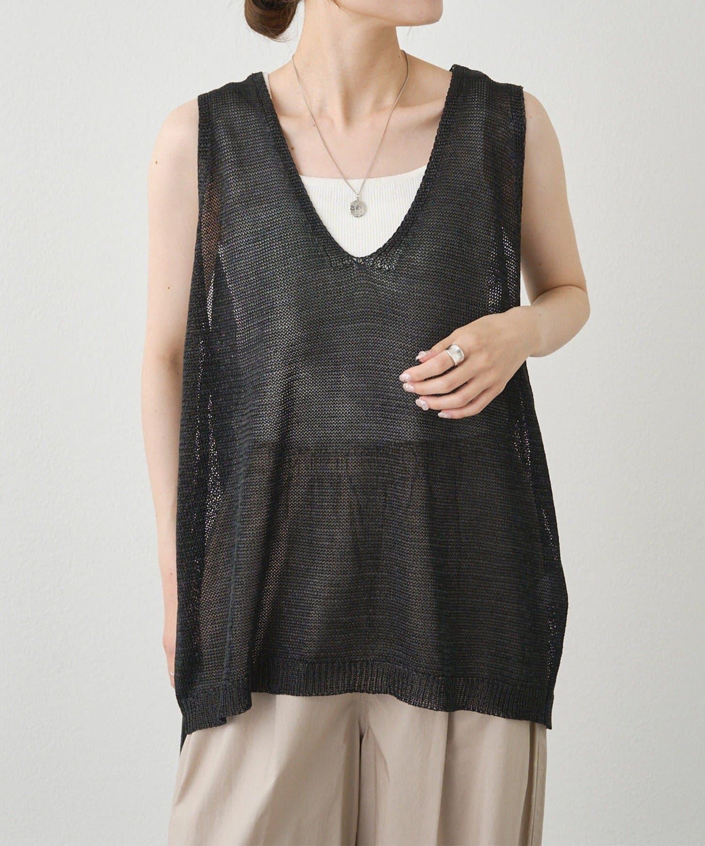 條紋毛線針織馬甲