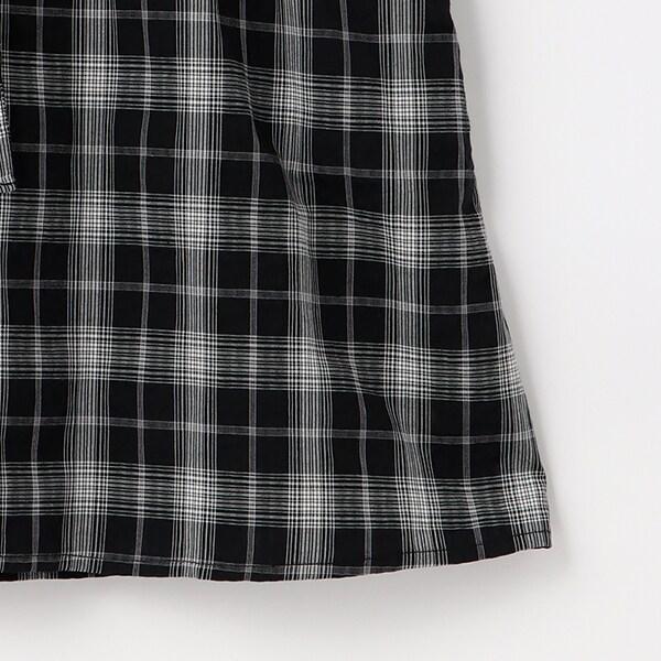 【棉100%】格紋法式短袖襯衫連衣裙