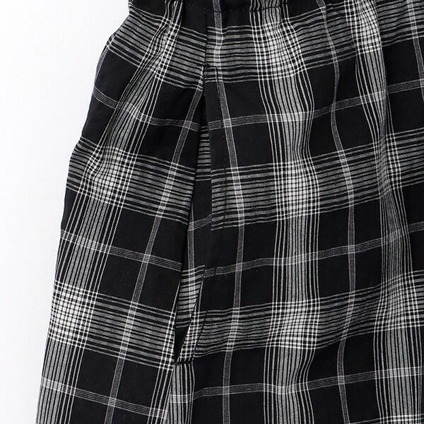 【棉100%】格紋法式短袖襯衫連衣裙