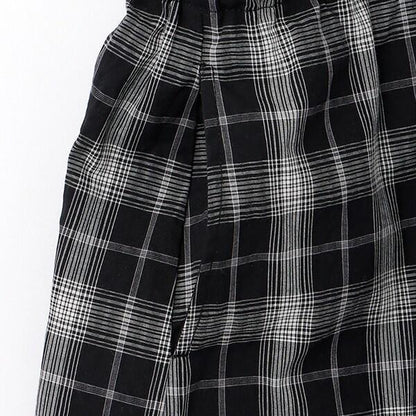 【棉100%】格紋法式短袖襯衫連衣裙