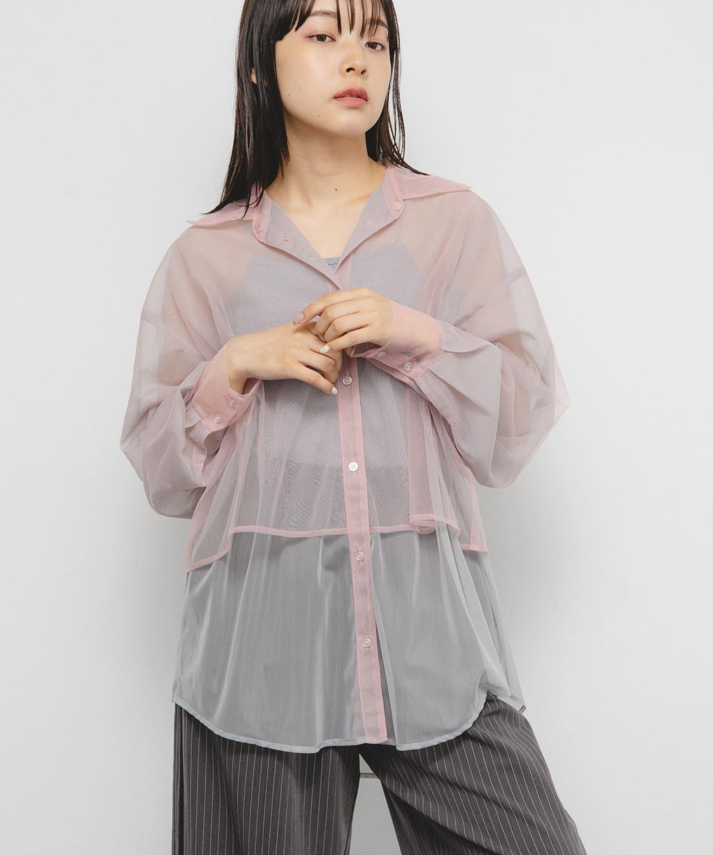 網紗疊層襯衫