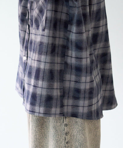 【亞卡企劃】帶食物口袋的混搭加工格子襯衫