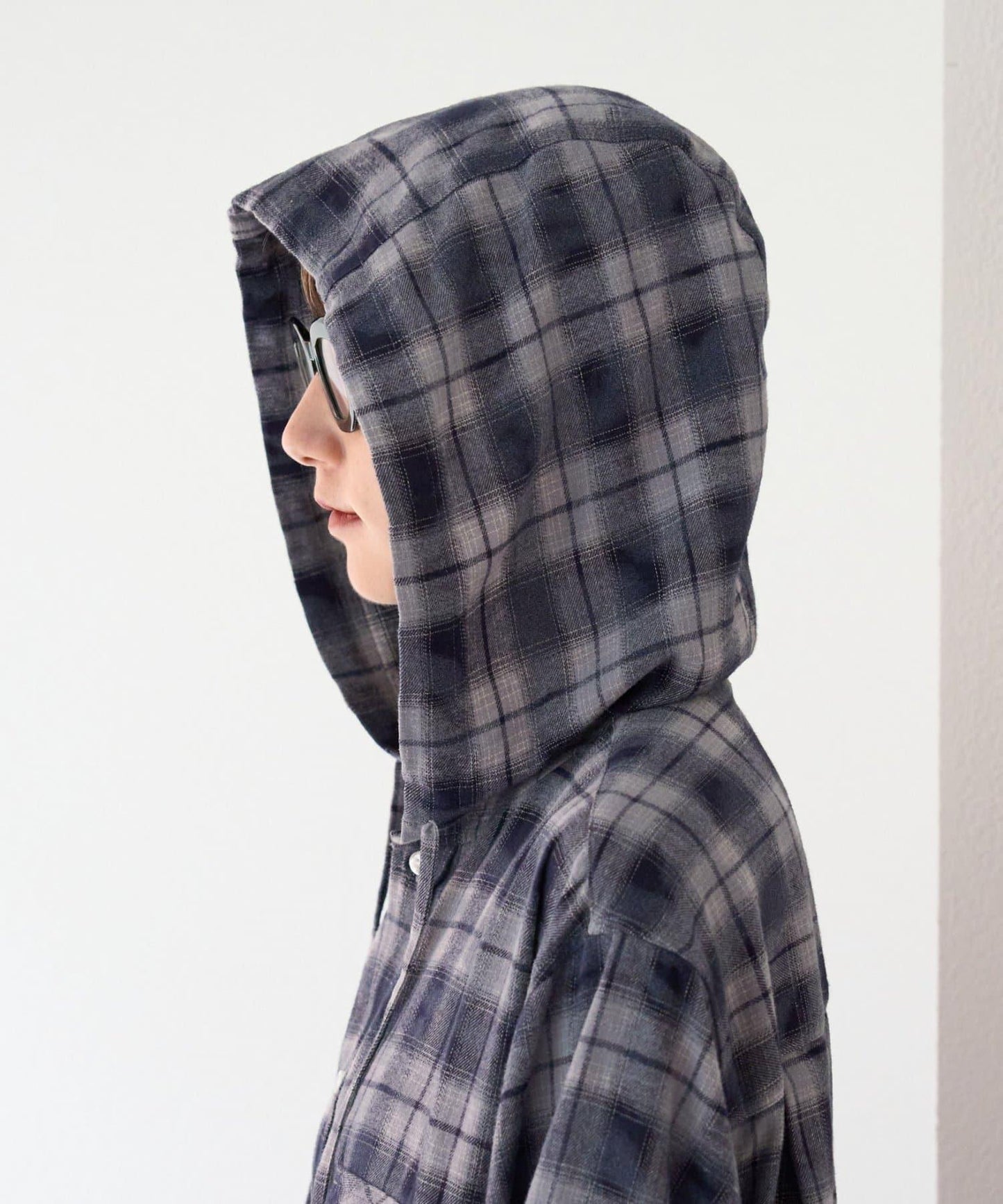 【亞卡企劃】帶食物口袋的混搭加工格子襯衫