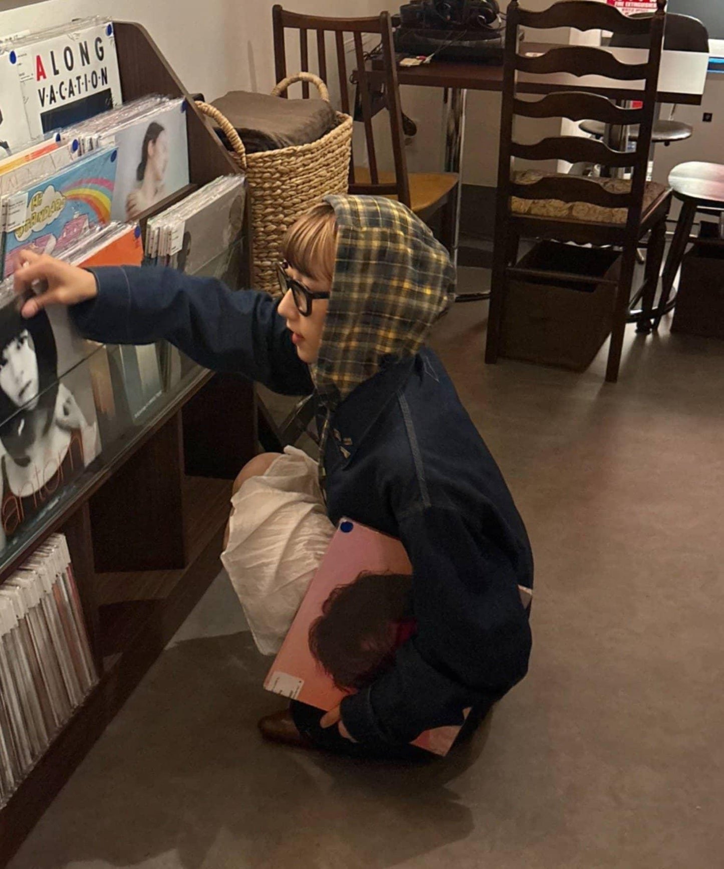 【亞卡企劃】帶食物口袋的混搭加工格子襯衫