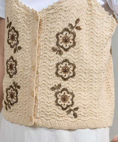 透視編織 珠片刺繡吊帶背心 胸衣