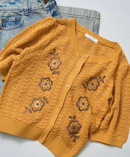 透視編織 珠片刺繡 夏季針織開衫