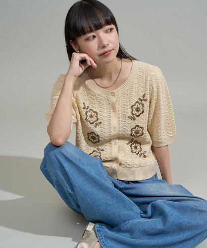 透視編織 珠片刺繡 夏季針織開衫