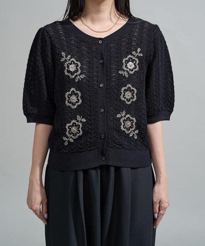 透視編織 珠片刺繡 夏季針織開衫