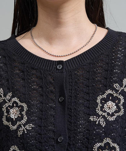 透視編織 珠片刺繡 夏季針織開衫